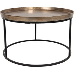 Clayre & Eef Salontafel  Ø 60x35 cm Bruin Aluminium Rond Bijzettafel