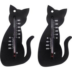 Nature Thermometer kat/poes - 1x - 15 cm - kunststof - binnen/buiten - Buitenthermometers