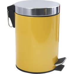 MSV Prullenbak/pedaalemmer - metaal - saffraan geel - 3 liter - 17 x 25 cm - Badkamer/toilet - Pedaalemmers