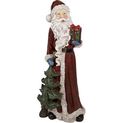 Clayre & Eef Beeld Kerstman 45x33x104 cm Rood Polyresin Kerstdecoratie