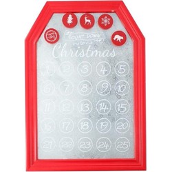 Aftelbord met magneten kerst decoratie rood 31 x 45 cm - kerst adventskalenders