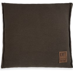 Knit Factory Uni Sierkussen - Dark Taupe - 50x50 cm - Inclusief kussenvulling