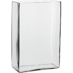 Hoge glazen vaas transparant glas rechthoekig 20 x 10 x 30 cm - Vazen