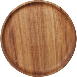 Kaarsenbord/kaarsenplateau bruin hout rond D22 cm - Kaarsenplateaus