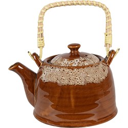 Clayre & Eef Theepot met Filter  750 ml Bruin Wit Keramiek Theekan