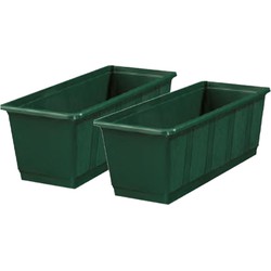 Set van 3x stuks plantenbakken donker groen rechthoekig 60 x 17,5 x 14,5 cm - Plantenbakken