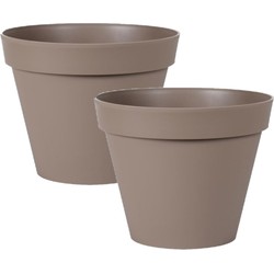 2x stuks bloempotten Toscane kunststof taupe D40 x H32 cm - Plantenpotten