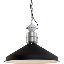 Industriële Hanglamp - Anne Light & Home - Metaal - Industrieel - E27 - L: 54cm - Voor Binnen - Woonkamer - Eetkamer - Zwart
