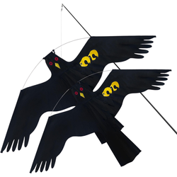 HIXA Vogelverjager 4 Meter - met Extra Vlieger Duivenverjager - Vogelverschrikker - Kraaien - Zwart - Nylon