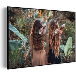 Muurwerken Akoestisch Schilderij - Twee Mooie Dames In de Jungle - Geluidsdempend Wandpaneel - Wanddecoratie - Geluidsisolatie - BASIC (AW 0.65) XL (120x86)