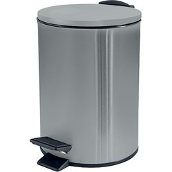 Spirella Pedaalemmer Cannes - zilver - 5 liter - metaal - L20 x H27 cm - soft-close - toilet/badkamer - Pedaalemmers