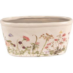 Clayre & Eef Bloempot  27x13x14 cm Roze Beige Keramiek Ovaal Bloemen Bloempot binnen
