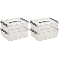 Sunware opbergbox - 4x - transparant - 10L - 40 x 30 x 11 cm - Opbergbox