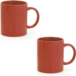 2x Rode drinkbekers/mokken rood 370 ml - Bekers