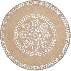 Zeller placemats mandala print - 1x - jute stof - D38 cm - rond - Placemats