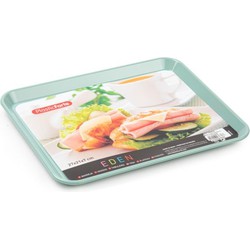 Plasticforte dienblad/serveerblad - Kunststof - 27 x 21 cm - mintgroen - kopjes en glazen tray - Dienbladen