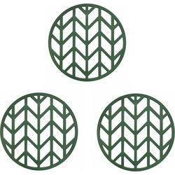 Krumble Siliconen pannenonderzetter rond met pijlen patroon - Groen - Set van 3