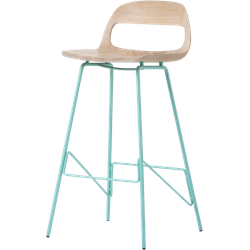 Leina bar chair - barkruk met houten zitting en groen onderstel - 75 cm