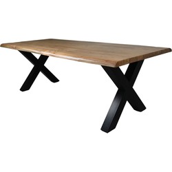HSM Collection-Rechthoekige Eettafel Soho Luxe-240x100x76-Naturel/Zwart-Acacia/Metaal