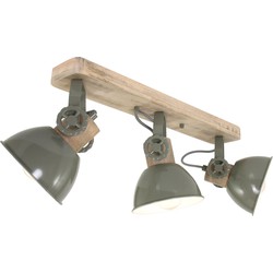 Houten plafondlamp met 3 groene spots Mexlite Gearwood Groen