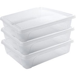 Vershoudbakje - 12x - laag - transparant - 2 liter - 24 x 20 x 6 cm - Vershoudbakjes