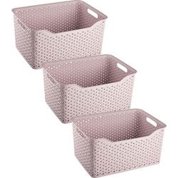 Plasticforte opbergmand/kastmandje - 3x - 18 liter - roze - kunststof - 29 x 39 x 19 cm - Opbergbox