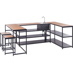 AVETRANA - Buitenkeuken set - Lichthout/Zwart - Staal