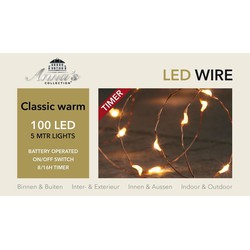 2x Kerst lichtdraad verlichting met timer klassiek warm 5 m - Lichtsnoeren