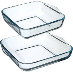 Ovenschalen set vierkant - Glas - 22 x 22 cm/29 x 29 cm - Ovenschalen