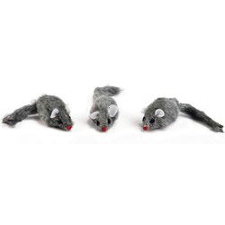 Plush muisje grijs zakje 3 stuks 5