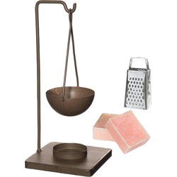 Ideas4seasons Amberblokjes/geurblokjes cadeauset - roos - inclusief geurbrander en mini rasp - Geurbranders