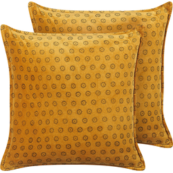 RAPIS  - Sierkussen set van 2 - Mosterdgeel - 45 x 45 cm - Fluweel
