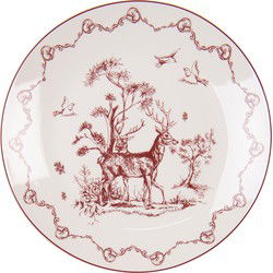 Clayre & Eef Ontbijtbord  Ø 20 cm Beige Rood Porselein Rendieren en bomen Bord