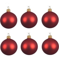 12x Glazen kerstballen mat kerst rood 8 cm kerstboom versiering/decoratie - Kerstbal