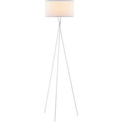 Moderne Vloerlamp - Wit Stoffen Lampenkap en metalen Staande lamp - 53/53/138cm - Inclusief LED E27 Lichtbron 9W 806Lm - met Voetschakelaar- voor Woonkamer en Slaapkamer