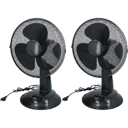 2x Voordelige tafel ventilator zwart 30 cm - Ventilatoren