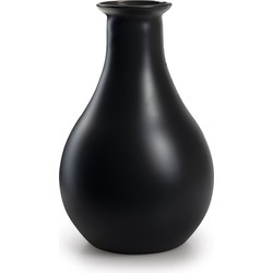 Jodeco Bloemenvaas Theresa - mat zwart - eco duurzaam glas - D15 x H25 cm - Sierlijke kruik - Vazen