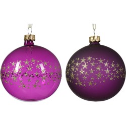 Kerstbal glas d8 cm violet a2 kerst