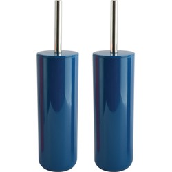 MSV Porto Toilet/wc-borstel houder - 2x - kunststof - marine blauw - 38 cm - Toiletborstels