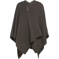 Knit Factory Jazz Gebreid Omslagvest - Dames Poncho - Taupe - One Size - Inclusief sierspeld