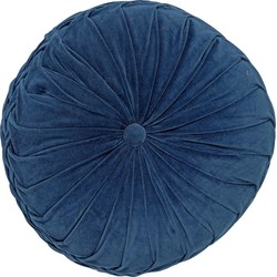 Dutch Decor KAJA - Sierkussen rond velvet Ø40 cm - Insignia Blue - donkerblauw - Dutch Decor