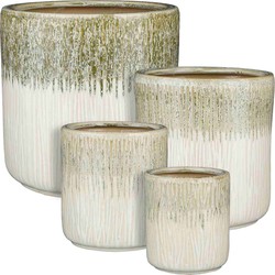 Mica Decorations Bloempot Lars - 29x29x29 cm - Keramiek - Groen- Set van 4