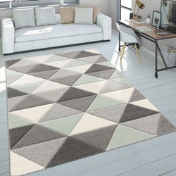 Laagpolig Vloerkleed Lareva - Geo Design - Groen - 80x300 cm
