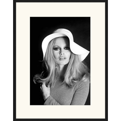 Any Image Print 'Brigitte Bardot' - Schilderij - Wanddecoratie - Inclusief beukenhouten lijst - Poster - 73x93cm - Zwarte lijst met Passe Partout