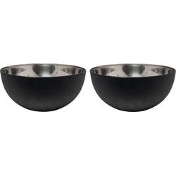 Svenska Living Salade/voedsel serveer schaal - 2x - zwart - 23 x 11 cm - Saladeschalen
