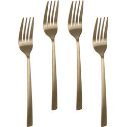 Excellent Houseware Taart/gebak vorkjes - 4x - goud - RVS - 15cm - Vorken