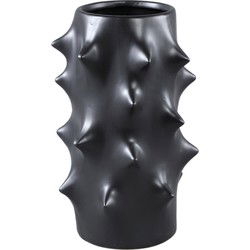 PTMD Oswaldo Black Round Shaped Ceramic Pot Bulges High