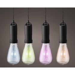 Set van 4x stuks oranje, blauwe, groene en roze solar tuinverlichting hanglampen kunststof 20 cm - Buitenverlichting