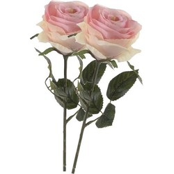 2 x Kunstbloemen steelbloem licht roze roos Simone 45 cm - Kunstbloemen