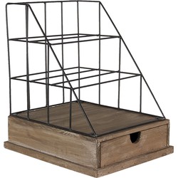 Clayre & Eef Brievenhouder  26x32x36 cm Bruin Zwart Hout Postbakje